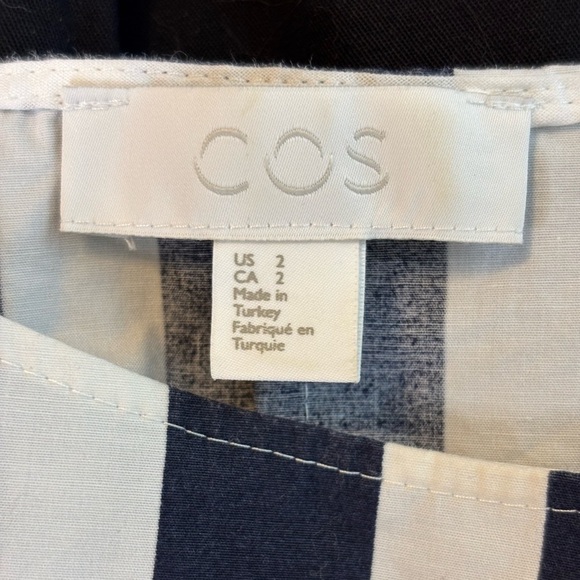 COS Navy and White Striped Cotton Twist Back Dress - Picture 4 of 8